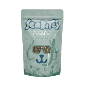 Seabites Pelo y Piel suplemento natural ecológico 60 g para reforzar pelaje y piel en perros y gatos.